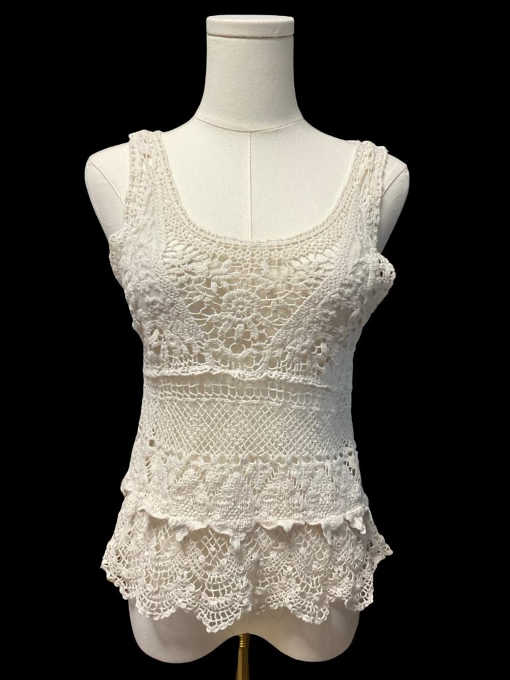Cream Crochet Lace Tank Top